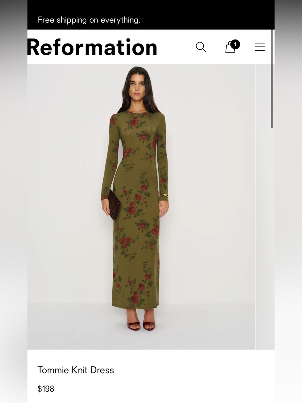 Reformation Tommie Knit Dress Green - Size XS